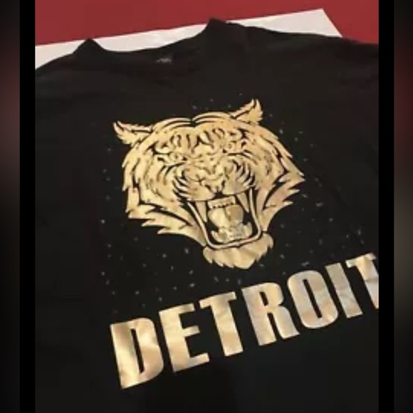 Detroit Tigers GOLDEN BLING TIGER BLACK T shirt baseball flying Horse men’s  3XL - Picture 6 of 12